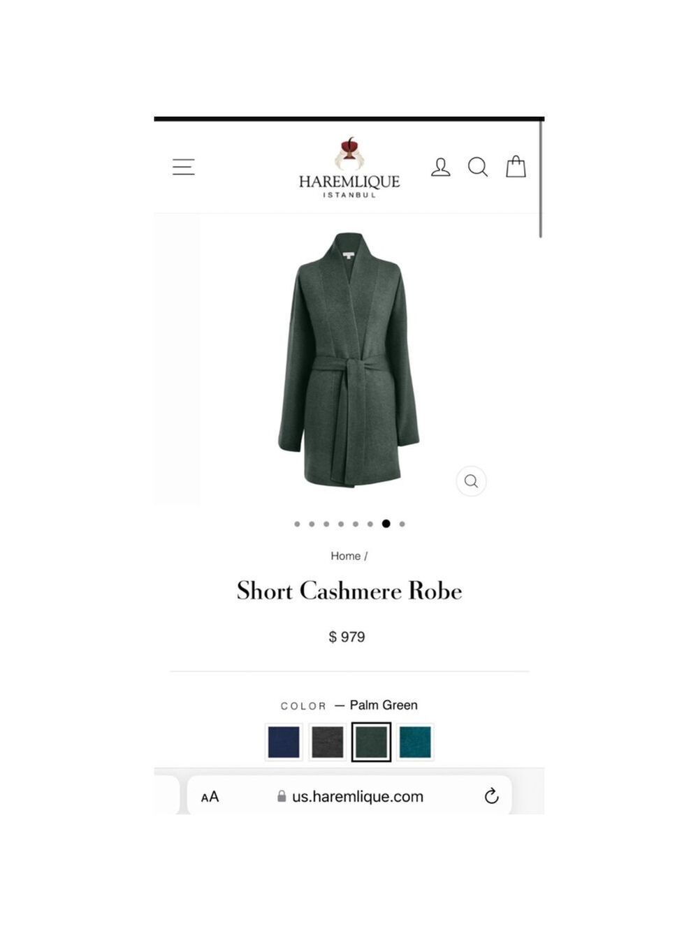 Women's HAREMLIQUE Cashmere Long Cardigan or Short Robe, S, Green
